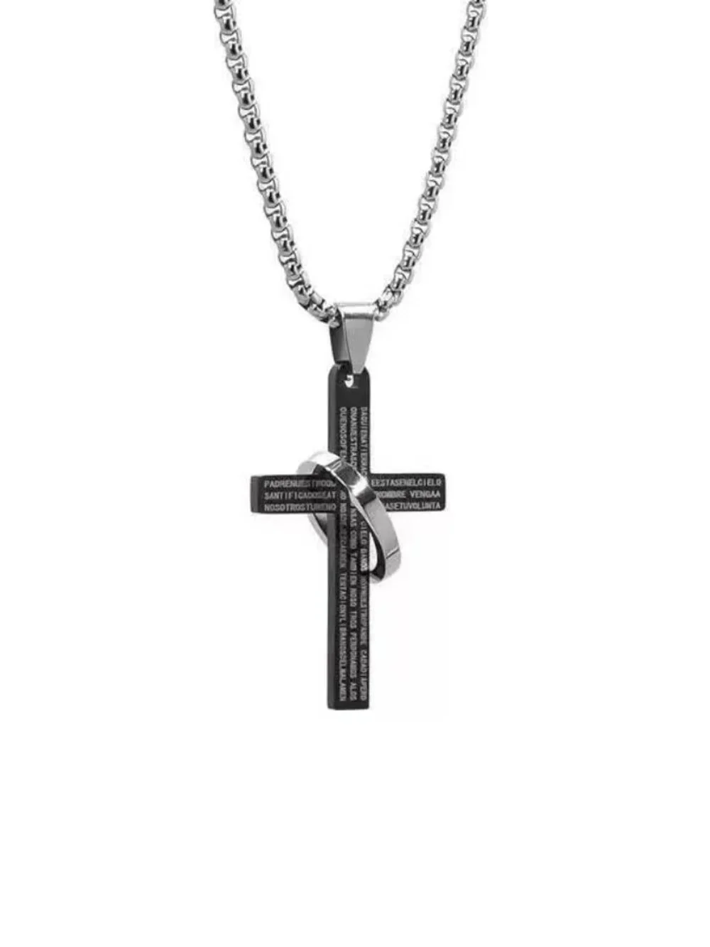 BRAND NEW Men Stainless Steel Plain Black Cross Pendant Necklace